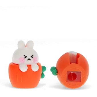 rabbit shaped pencil sharpener out of the box with showing the base