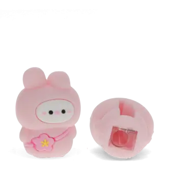 pink bunny shaped pencil sharpener out of the box with showing the base