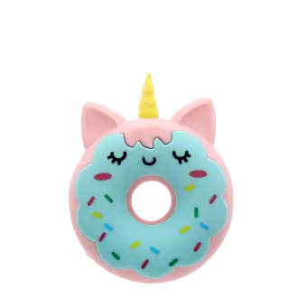 Doughnut-shaped unicorn eraser out of the box