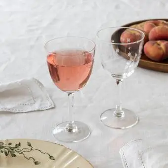 Etched star wine glasses 250ml (set of 2) - Clear