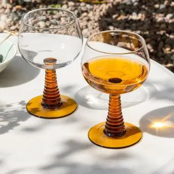Retro roemer glasses 350ml (set of 2) - Amber