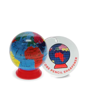 globe pencil sharpener with tag