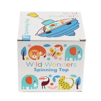 colourful wild wonders spinning top packaging box