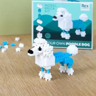 completed poodle model kit with packaging