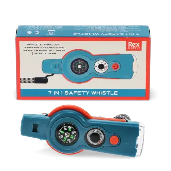 7-in-1 safety whistle with packaging box 
