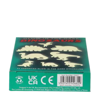 Package of 'Glow in the Dark Dinosaurs with barcode