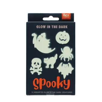 Package of glow-in-the-dark spooky in assorted shapes