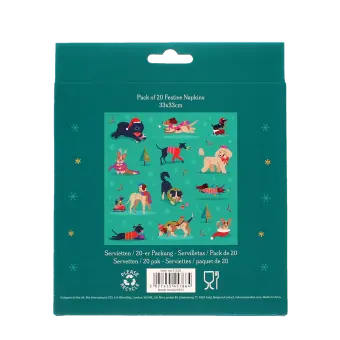 back of festive friends napkins packaging box with barcode