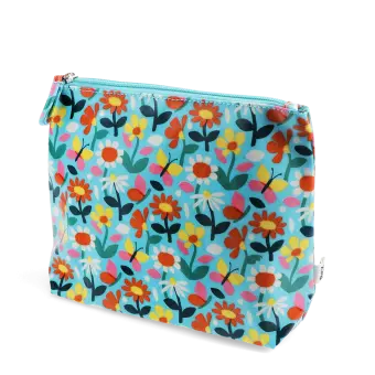 children wash bag with zip featuring butterfly and flowers print