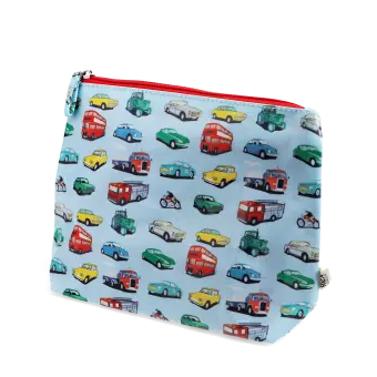 children wash bag with zip featuring various vehicles print