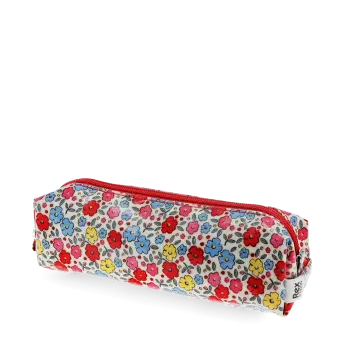pencil case with pink floral print with zip 