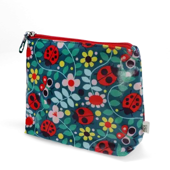 children wash bag with zip featuring ladybird and flowers print 