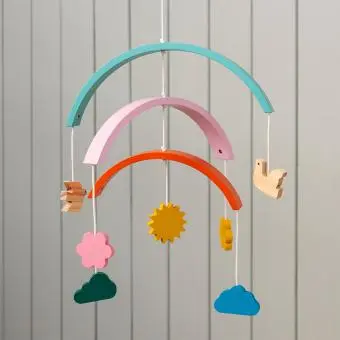 Wooden rainbow mobile