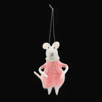 Felt mouse hanging decoration - Pink dress