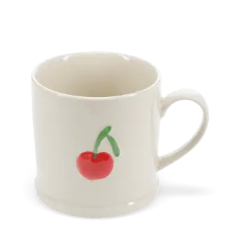 Stoneware mug featuring cherry print with handle 