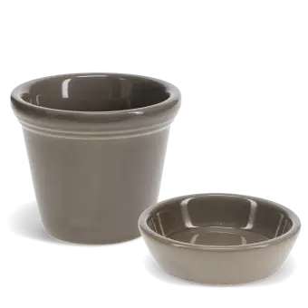 Brown ceramic plant pot with matching saucer