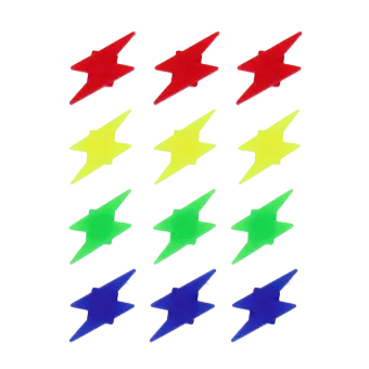 12 lightning bolt-shaped bike spoke decorations in different colour