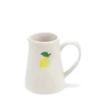stoneware jug with handle, featuring yellow lemon design