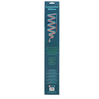gymnastics ribbon packaging with multilingual safety warnings
