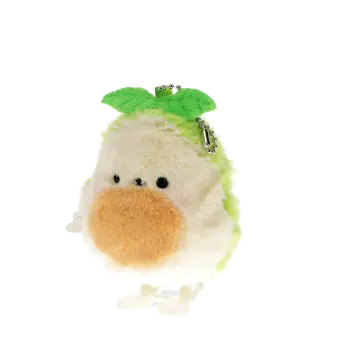 Plush avocado-shaped wind-up toy with green leaves