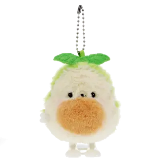 Plush avocado-shaped wind-up toy with green leaves 
