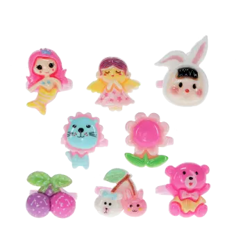 Assorted colourful rings with animal, mermaid, flower, and fruit designs