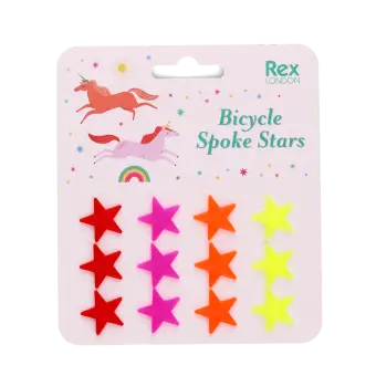 Package of 12 star-shaped bicycle spoke in different colour