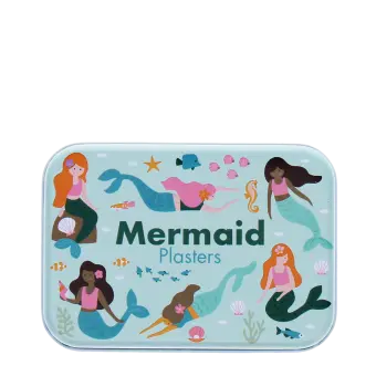 Mermaid-themed plasters storage tin