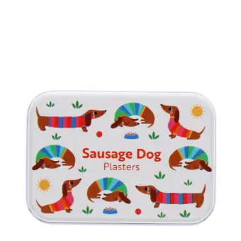 Sausage dog-themed plasters storage tin