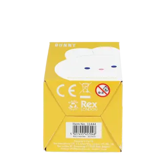 Base of bunny night light packaging box showing safety warning and barcode