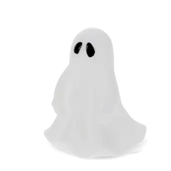 White ghost night light with black eyes