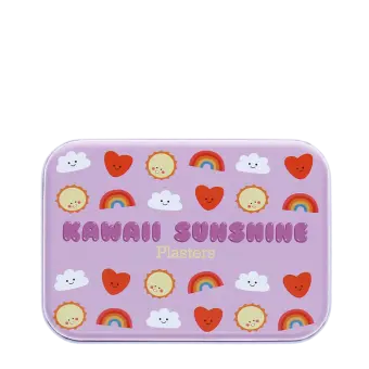 Kawaii sunshine-themed plasters storage tin