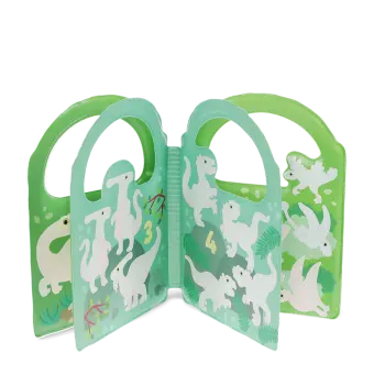 Colour changing bath book featuring colourful illustrations of dinosaurs print