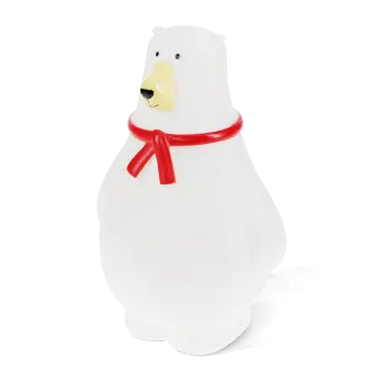 White polar bear night light wearing a red scarf.