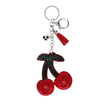 Glittery red cherry keyring