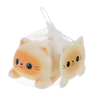 Squidgy stress cat in its packaging with tag