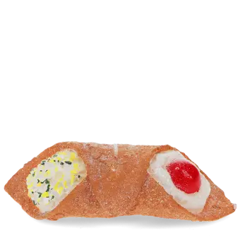 Brown pastry-shaped candle with cream and red cherry decorations on top