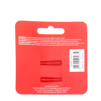 back of cherry glitter hair clips packaging with safety warnings in multilingual