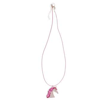 Children’s necklace with pink cord and sparkling unicorn pendant 