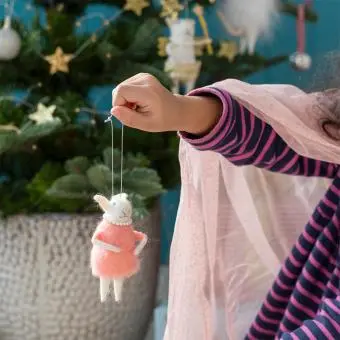 Felt mouse hanging decoration - Pink dress