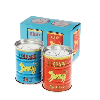Tin salt and pepper shakers - LEOPARD