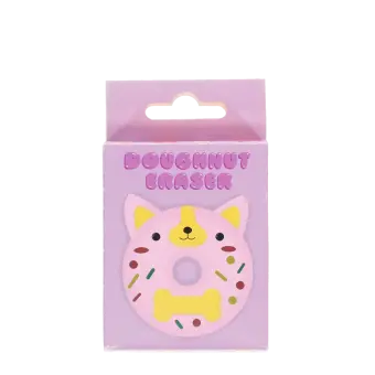 doughnut shape dog eraser inside original retail packaging