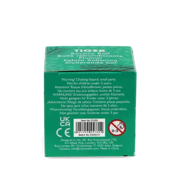 Back of bouncy ball packaging showing safety warnings.
