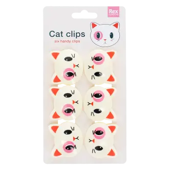 Pack of six cat-shaped bag clips 