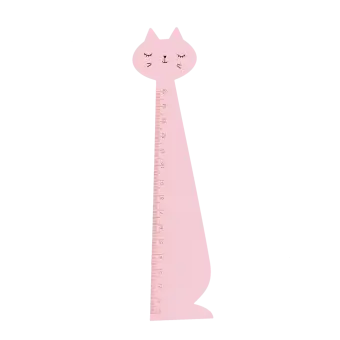 Pink ruler shaped like a sitting cat.