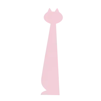 Back of pink ruler shaped like a cat.