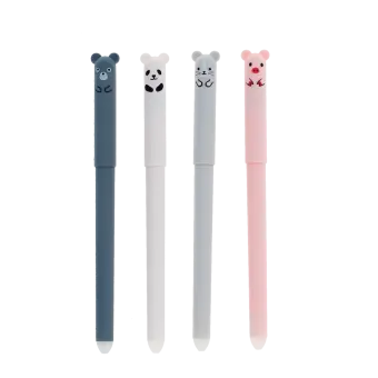Pack of four animal-themed erasable gel pens in a different colour.