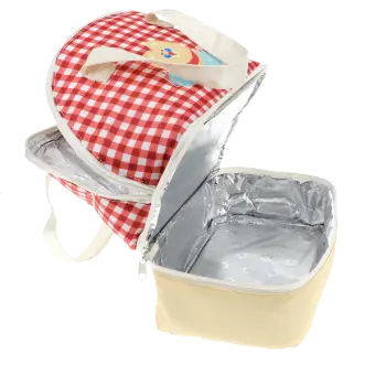 Open red and white checkered lunch bag 
