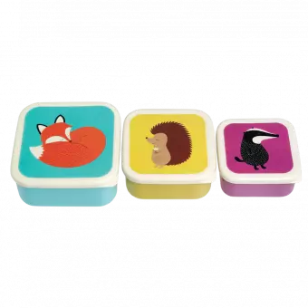 Set Of 3 Rusty Fox And Friends Snack Boxes