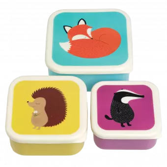 Set Of 3 Rusty Fox And Friends Snack Boxes